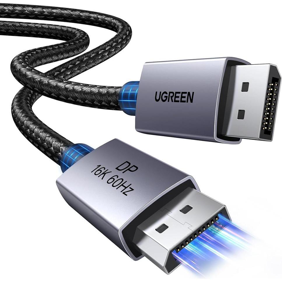 Ugreen - Video Cable DP131 (55566) - DP to DP, 16K@60Hz, Nylon, Plug&Play, 0.5m - Grey (0.50 m), Cavo video
