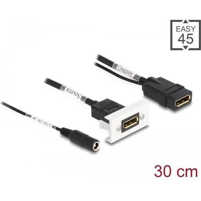 Thumbnail - Delock Easy 45 DisplayPort 4K 60 Hz Modul mit DC Einspeisung 2,1 x 5,5 mm und Kabelpeitsche, 22,5 x 45 m... (2.25 cm), D...