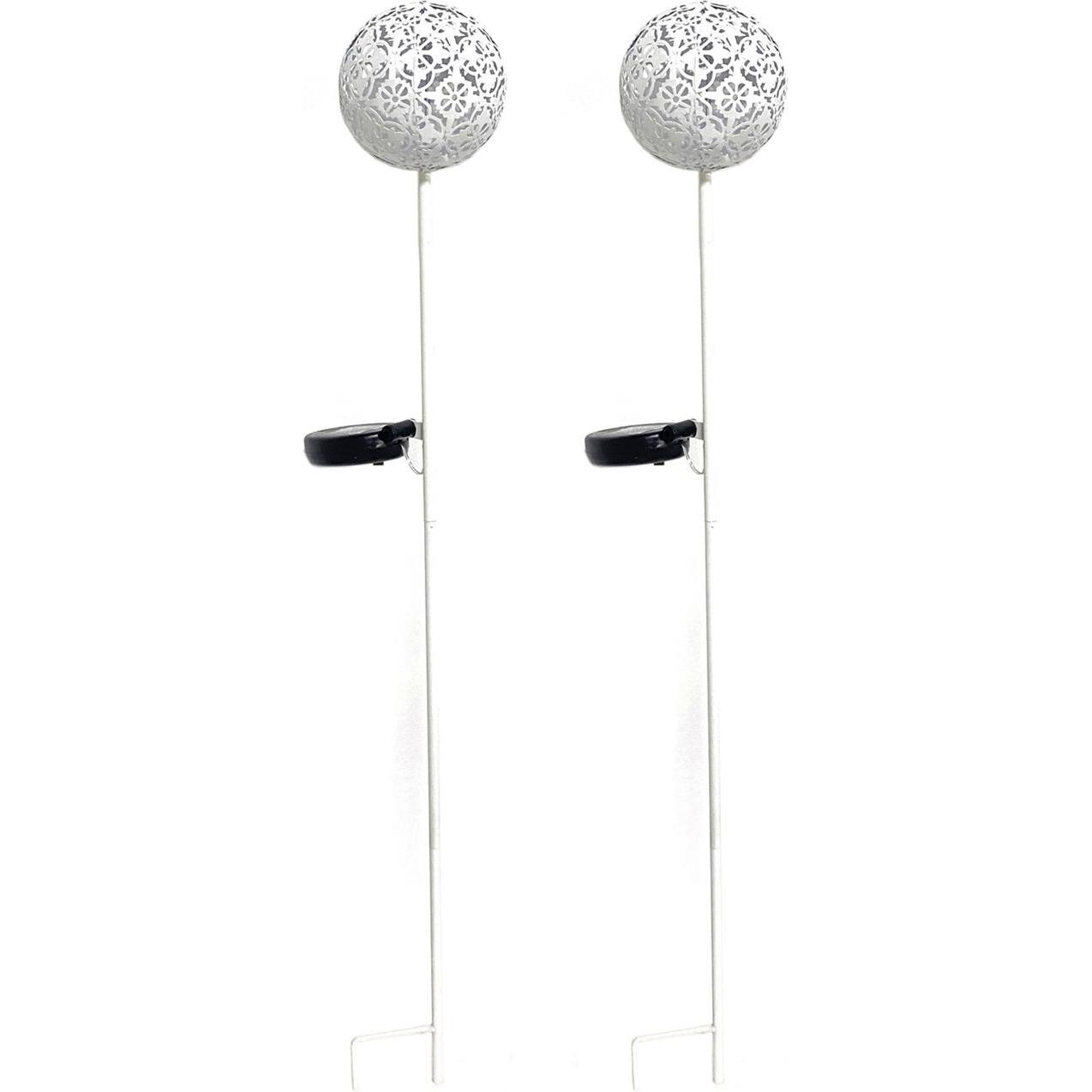 HTI-Living, Gartenbeleuchtung, Solarlampe 2er Set Luna Flower Weiss