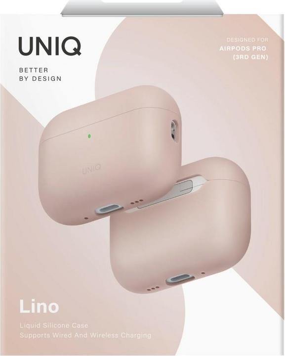 Actual product image Uniq Case Lino for AirPods Pro 3 gen Silicone pink