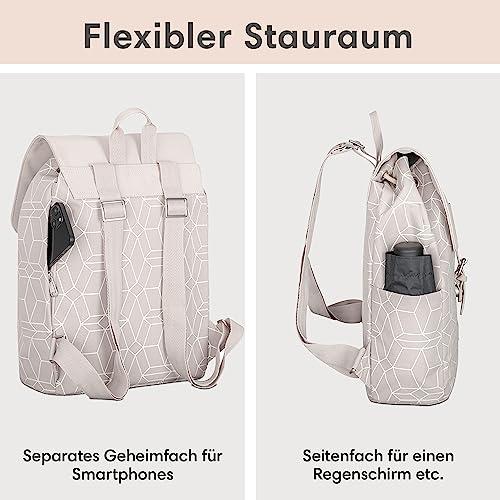 Produktbild Only-Bags.Store Rucksack Small Beige Pattern - Ida - Kleiner Rucksack für Freizeit, Uni oder City - Mit Laptopfach (10 l)