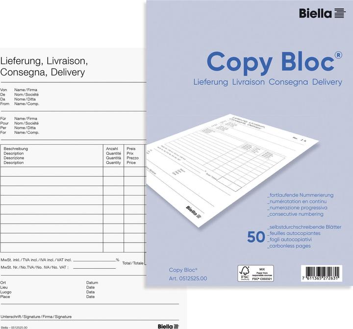 Produktbild Biella Durchschreibeblock Copy Block (100x)