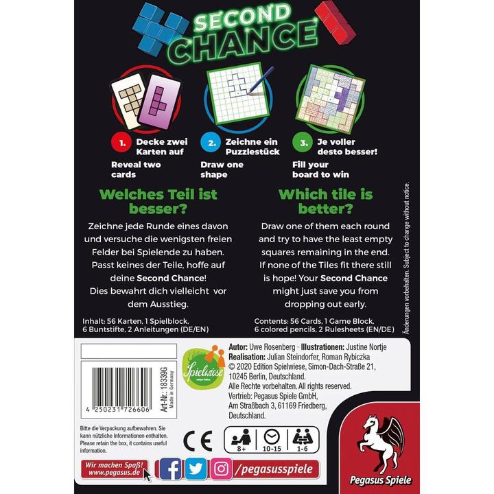 Produktbild Pegasus 18339G - Second Chance, 2. Edition (Edition Spielwiese), Kartenspiel, 1-6 Spieler (Englisch)