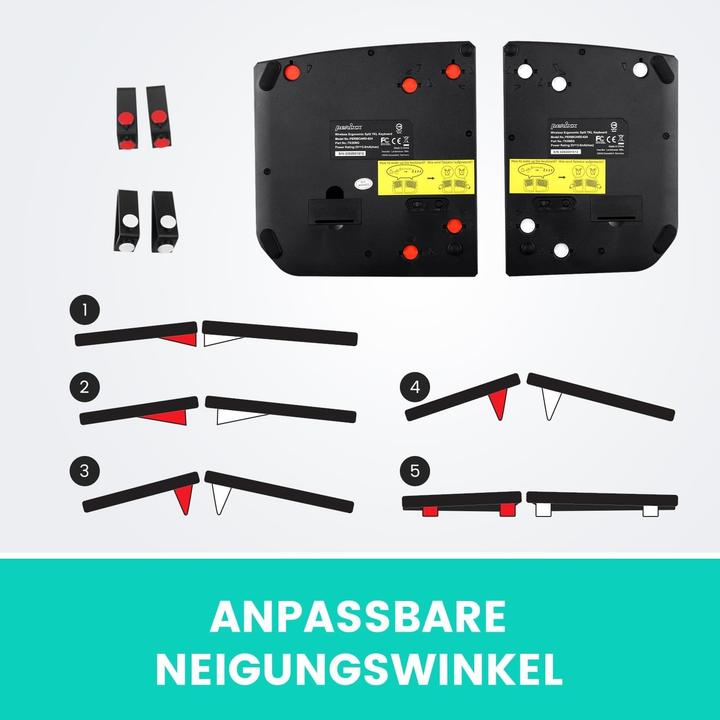 Produktbild Perixx Wireless Ergonomic Split Compact DE Black Keyboard (DE, Kabellos)