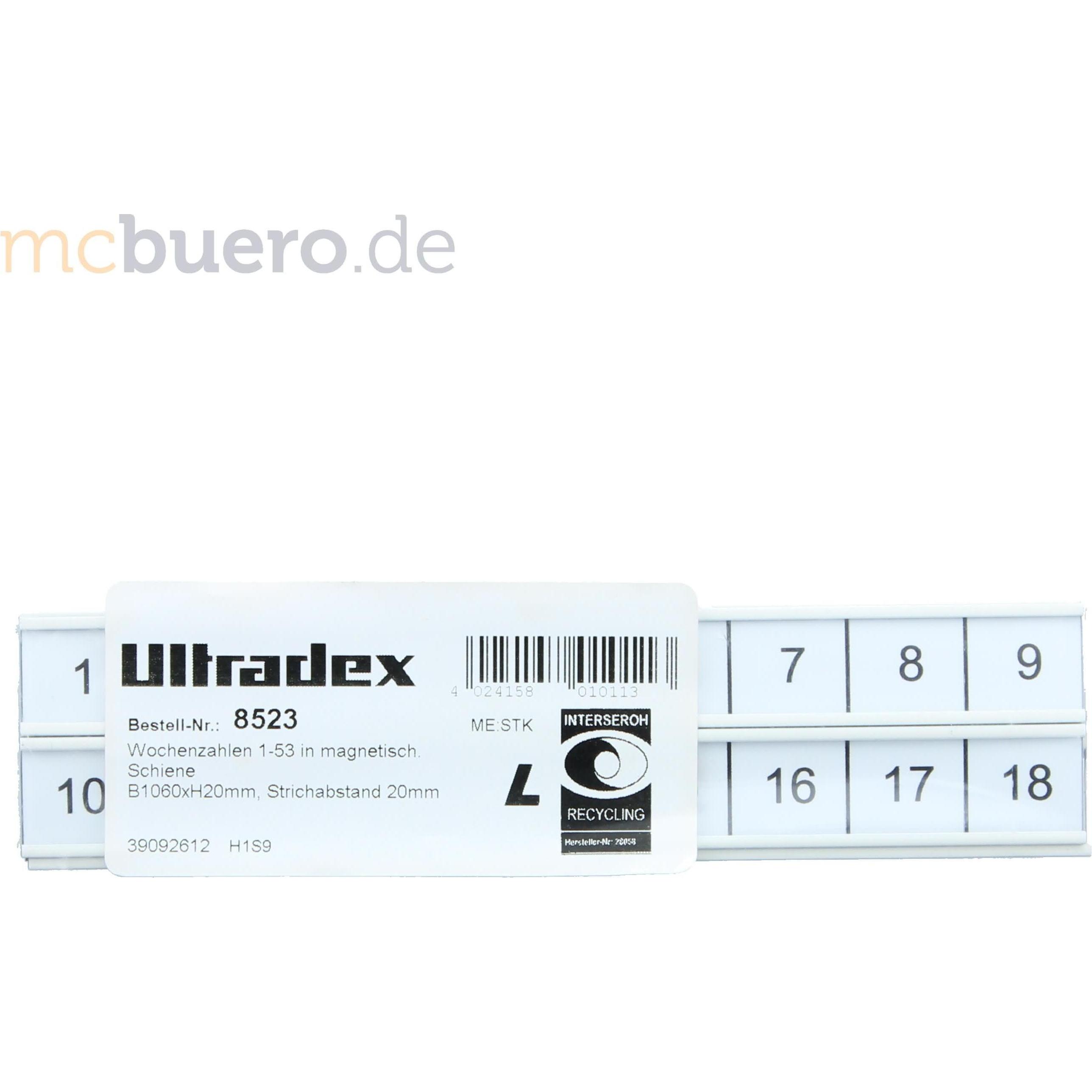 Ultradex, Zubehör Präsentieren, Skala mit Wochenzahlen 1-53 magnetisch 1060xH20mm Strichabstand 20mm