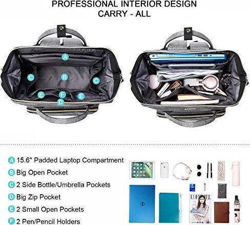 Produktbild Only-Bags.Store Laptop Rucksack 17 Zoll, Wasserdichte Rucksäcke Studenten mit Henkel USB Ladeanschluss, Gross