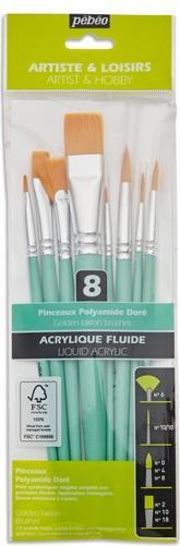 Produktbild Pebeo 8 MC-Pinsel, sortiert, goldfarben, Poly