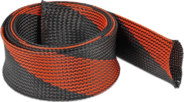 Produktbild Delock Geflechtschlauch dehnbar 2 m x 50 mm schwarz-rot (Kabelschlauch, 200 cm)