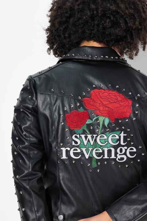 Produktbild Angel of Style Jacke, Bikerjacke, Lederoptik, Rosen-Rückendruck (46)