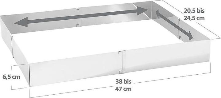 Produktbild Rosenstein & Söhne Edelstahl-Backrahmen, rechteckig, verstellbar auf maximal 47 x 38 cm