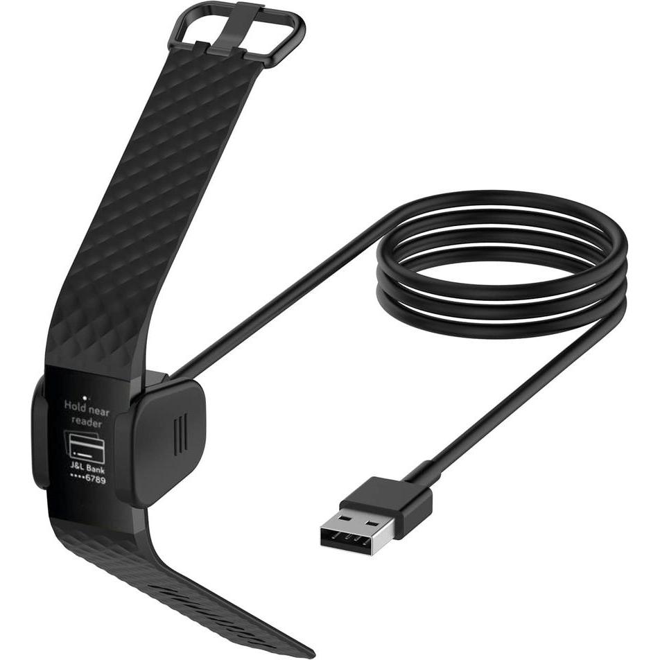 Thumbnail - JTI USB-Cradle-Dock-Ladegerät - kompatibel mit Fitbit Charge 3, 1 m, Smartwatch Zubehör, Schwarz
