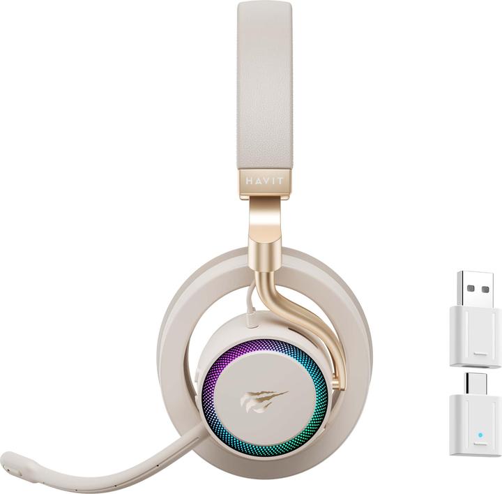 Actual product image Havit Fuxi-H8 - Kabelgebundene/kabellose Gaming-Kopfhörer (goldfarben) (Cable, Wireless)