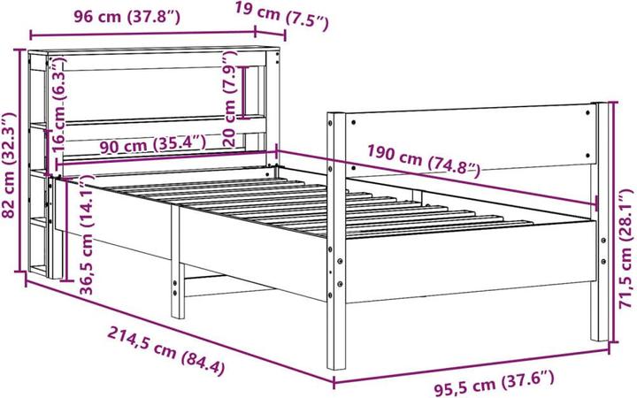 Image du produit vidaXL Bettgestell (90 x 190 cm)