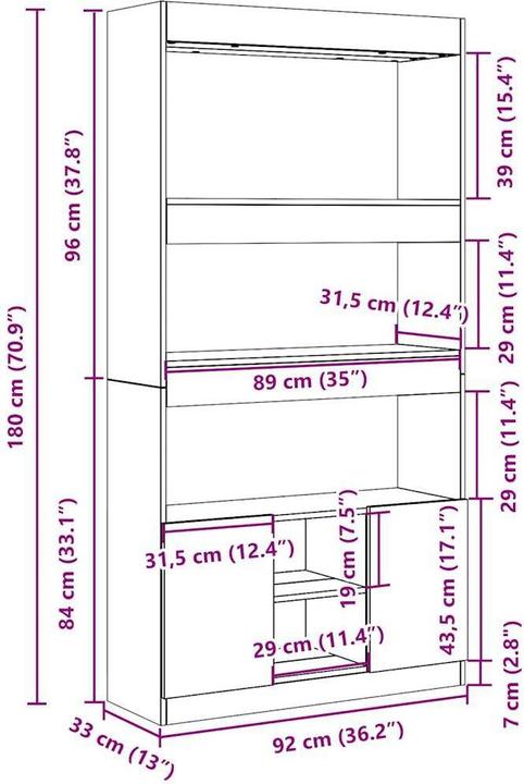 Produktbild vidaXL Louiza (92 x 33 x 180 cm)