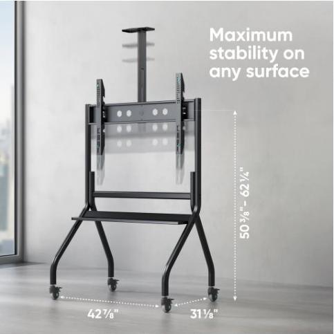 Immagine prodotto Onkron Supporto TV mobile per 60" - 120" fino a 150 kg, con supporto, nero VESA: 200x200 - 1000x600 (150 kg, 60" - 120")