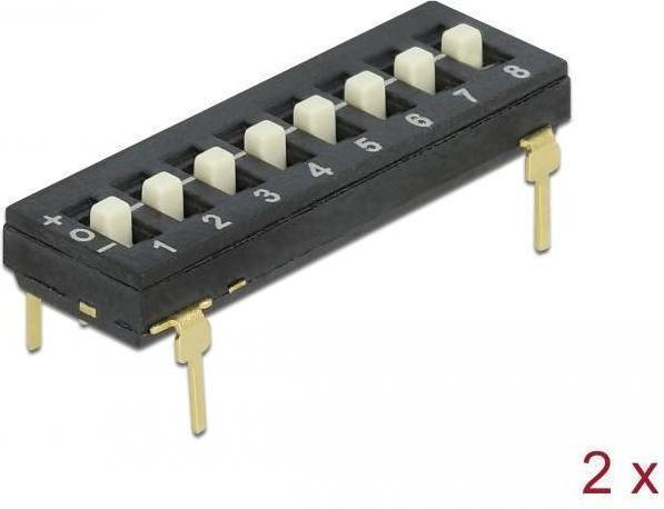 Image du produit Delock Commutateur DIP Tri-State 8 positions 2,54mm grille THT verticale noir 2 pièces