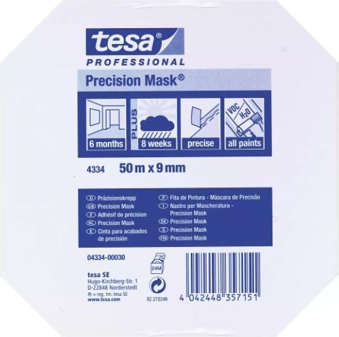 Energie-Label tesa 04334 Präzisionsband zum Abschneiden von Col. 50 m x 9 mm (9 mm)