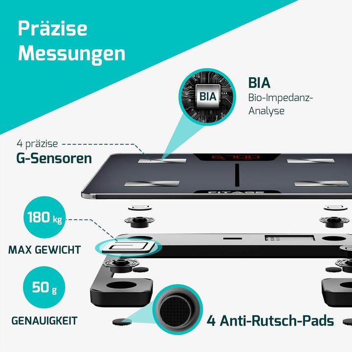 Immagine prodotto Fitage Körperanalysewaage mit App (180 kg)
