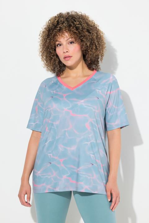 Actual product image Ulla Popken Quick Drying Short Sleeve Wavy Print Tee (58)