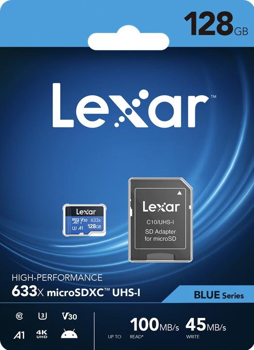 Actual product image Lexar High-Performance 633x (128 GB, microSDXC, U3, UHS-I)