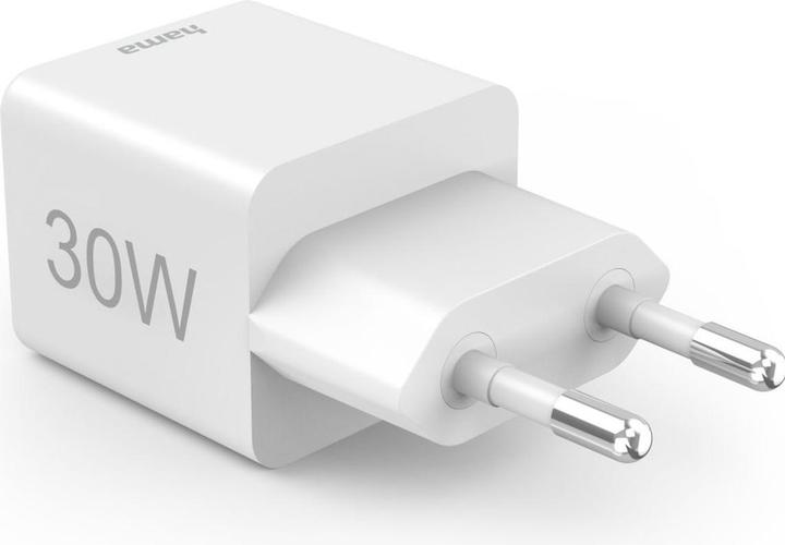 Produktbild Hama Schnellladegerät, 1x USB-C PD, 1x USB-A QC, Mini-Ladegerät, 30 W, Weiss (30 W, 2 Ports)