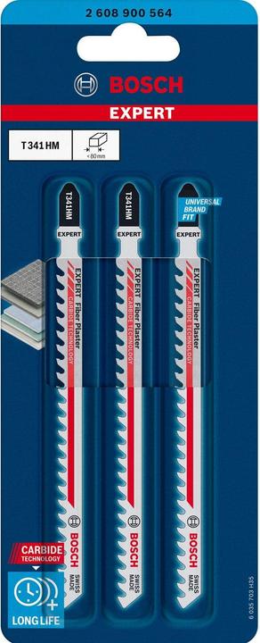 Actual product image Bosch Professional Zubehör EXPERT 'Fiber Plaster' T 341 HM Jigsaw blade, 3 pieces