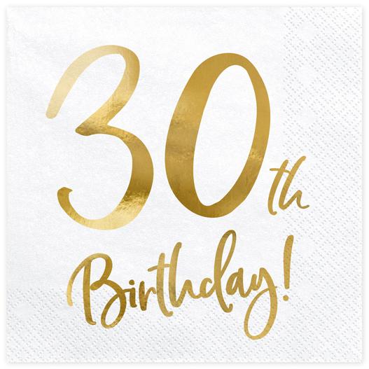 Partydeco, Tovaglioli, 30 Jahre (20 x, 33 x 33 cm)