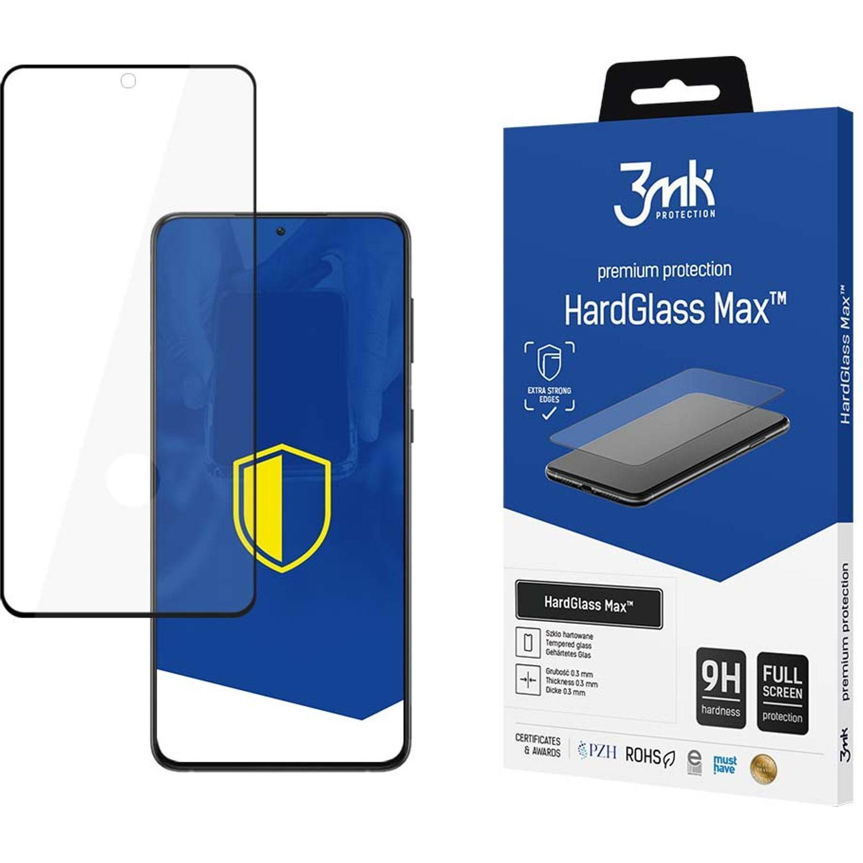 3MK Hardglass Max Bildschirmschutz (1 Stück, Samsung Galaxy S21 Ultra), Smartphone Schutzfolie, Schwarz