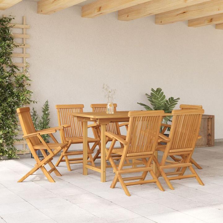Actual product image vidaXL 7-piece garden dining set made of solid teak wood (160 x 80 x 75 cm)