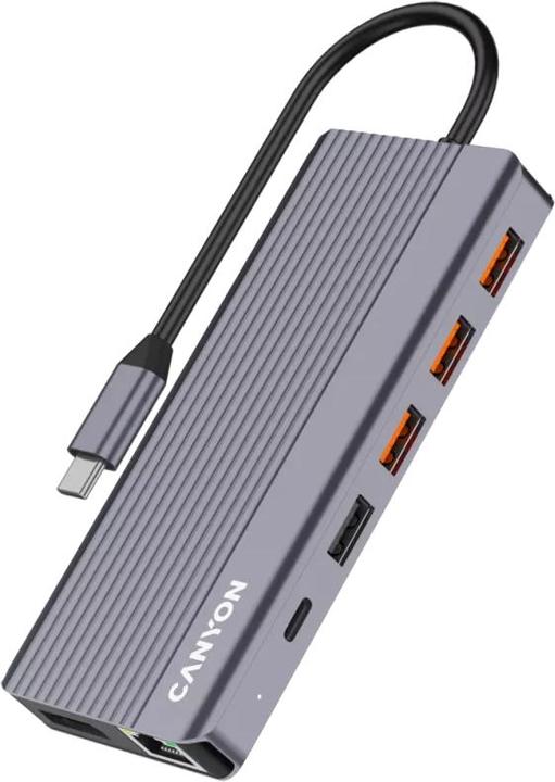 Produktbild Canyon USB-13-in1 HUB USB-C > 2xHDMI/1xDP/4xUSB/RJ45/SD/Aud. retail (USB-C, 13 Ports)
