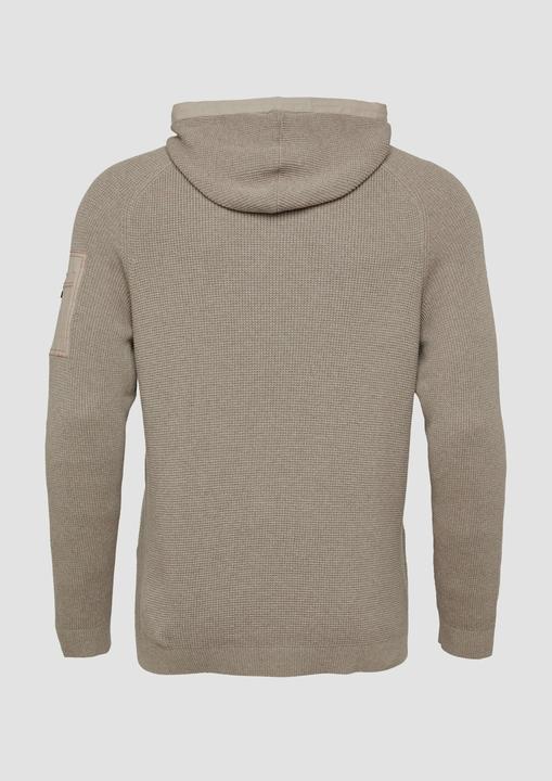 Produktbild s.Oliver Strickpullover Struktur-Hoodie im Materialmix mit Ärmeltasche (5XL)