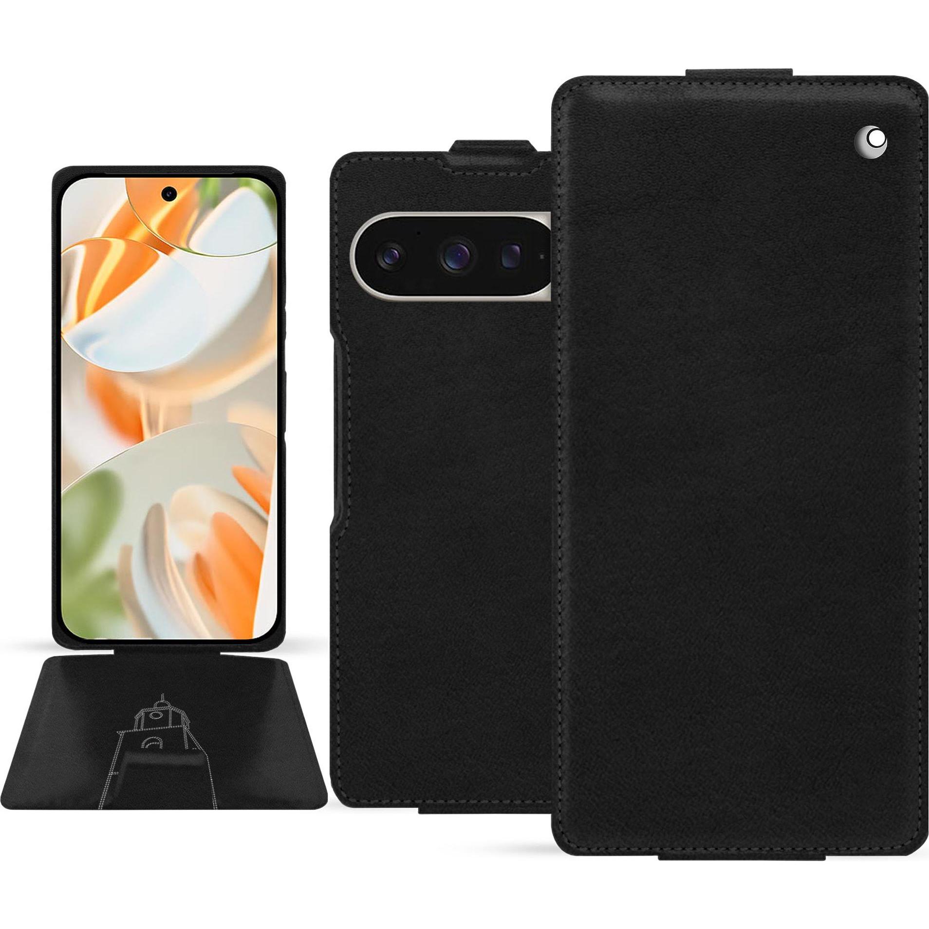 Noreve Lederschutzhülle vertikal (Google Pixel 9 Pro), Smartphone Hülle, Schwarz