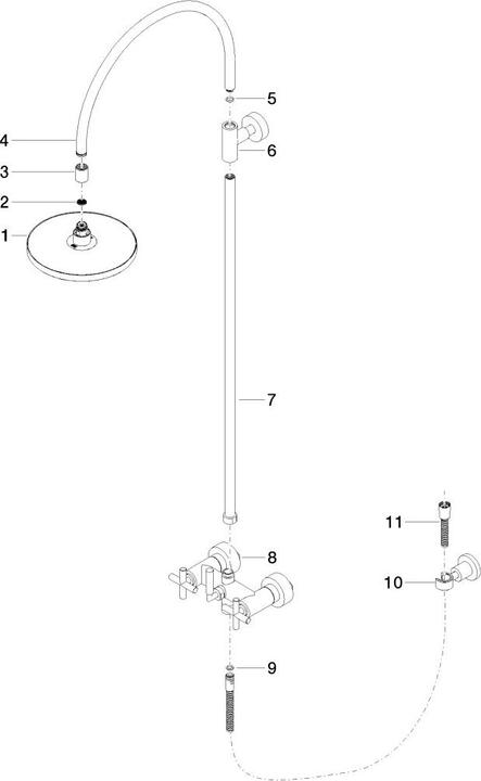 Actual product image Dornbracht Tara Showerpipe with shower mixer, without hand shower, projection stand shower 420 mm, 2