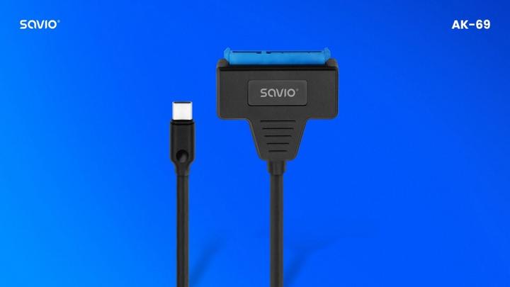 Actual product image Savio AK-69 Adapter USB-C 3.1 Gen 1 (M) - SATA (F) for 2 5 drives (0.25 m, USB 3.1)