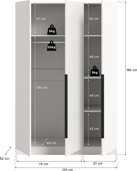 Produktbild Xonox Home Kopenhagen (120 x 52 x 181 cm)