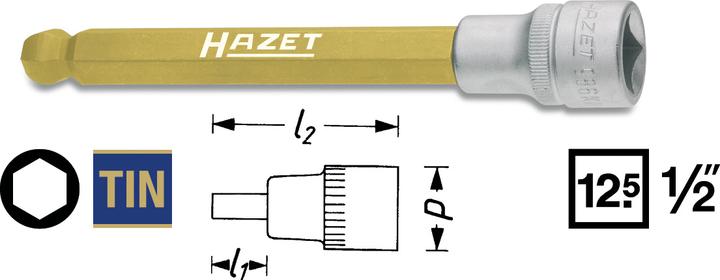 Produktbild HAZET Schraubendreher-Steckschlüsseleinsatz 986KK-12 ∙ Vierkant12,5 mm (1/2 Zoll) ∙ Innen Sechskant… (12 mm)