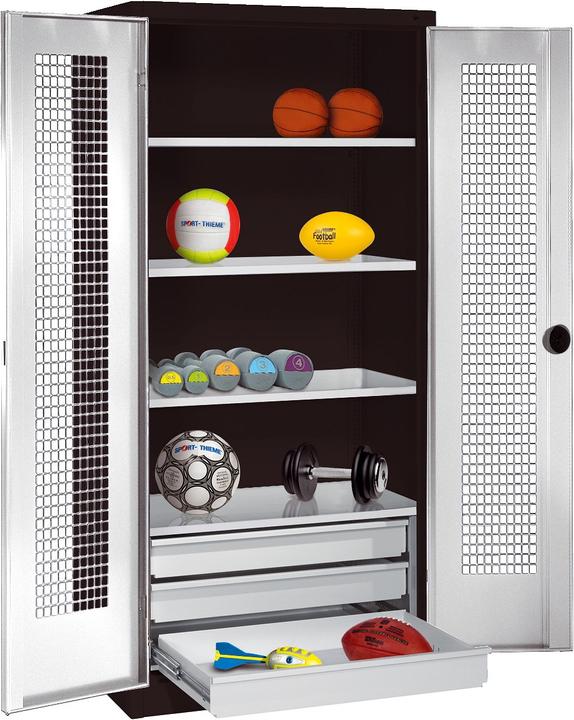 Immagine prodotto C+P Armadio per attrezzature sportive con cassetti (HxLxP: 195x120x50 cm, con ante a battente forate