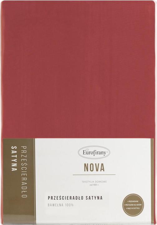 Actual product image Eurofirany Glattes Blatt ohne Gummiband 160x210 cm aus Baumwollsatin rot 125 g/m2 Nova 160 x 210 cm (160 x 210 cm)