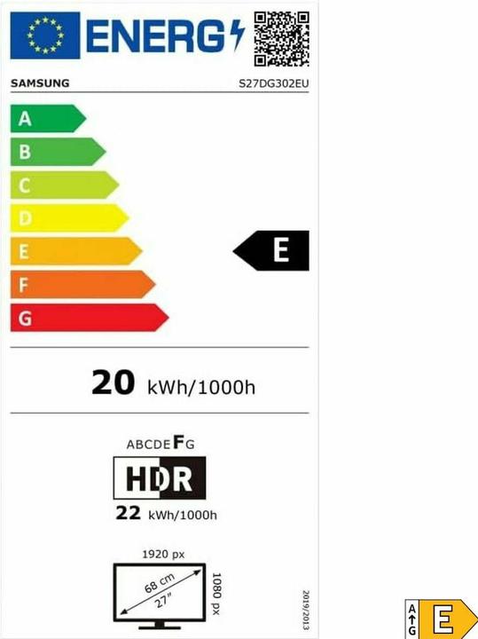 Label énergétique Samsung Odyssey G3 G30D (1920 x 1080 pixels, 27")