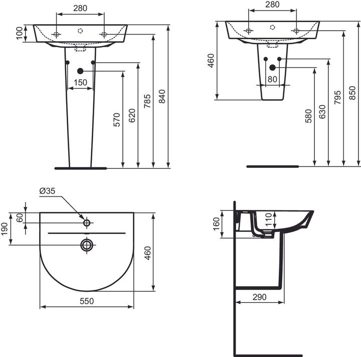 Actual product image Ideal Standard Connect Air Arc Washbasin 550mm E0698 (Indoor)