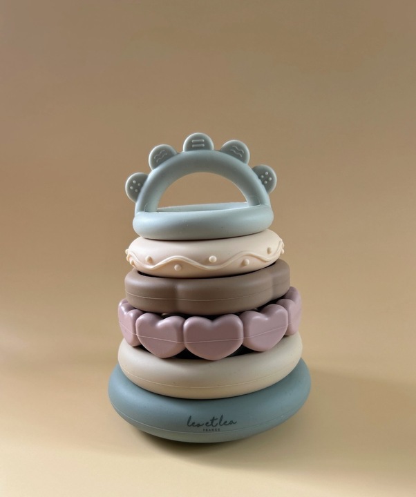 Actual product image Leo et Lea Stacking toy set of 7 silicone Montessori