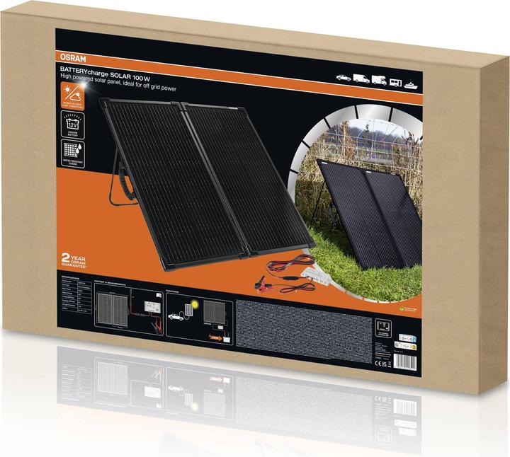 Produktbild Osram BATTERYcharge SOLAR 100W Monokristallines Solarmodul 100 W 12 V, 5 V (100 W, 8.38 kg)