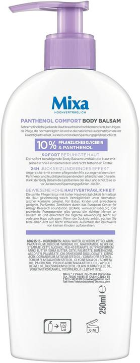 Image du produit Mixa Panthenol Comfort (Crème pour le corps, 250 ml)