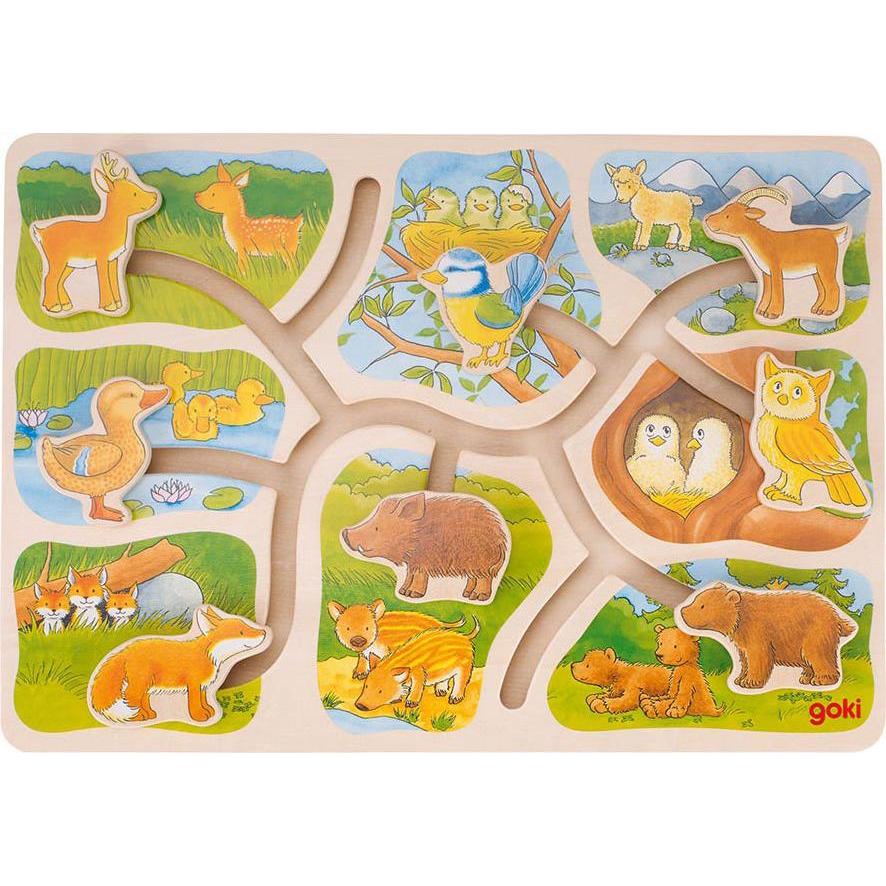 Goki Schiebepuzzle Wer gehrt zu wem? (8 Teile)