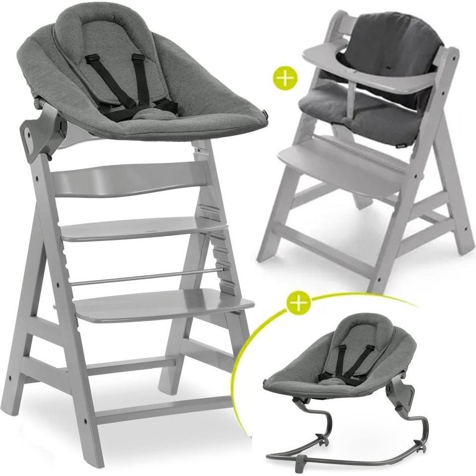 Hauck, Hochstuhl, Hochstühle Alpha Plus Grey 4-tlg. Newborn Set - Hochstuhl + 2in1 (Hochstuhl)