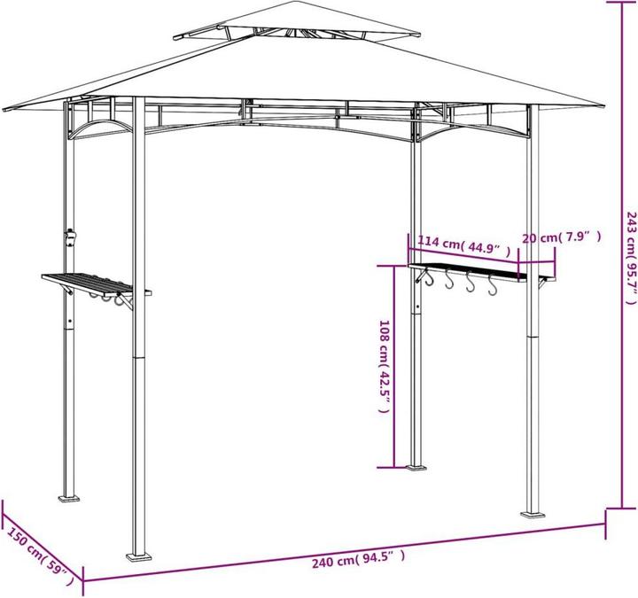 Produktbild vidaXL BBQ-Pavillon (150 cm, 240 cm)