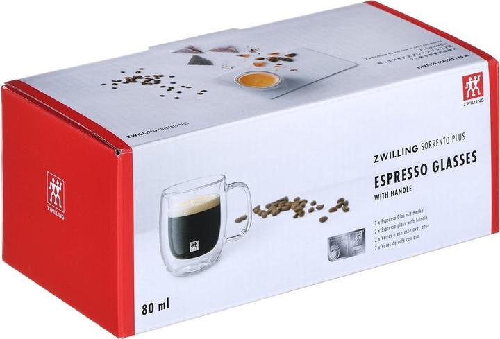 Actual product image Zwilling Sorrento Plus espresso glasses double-walled with handle set of 2 (80 ml, 2 x)