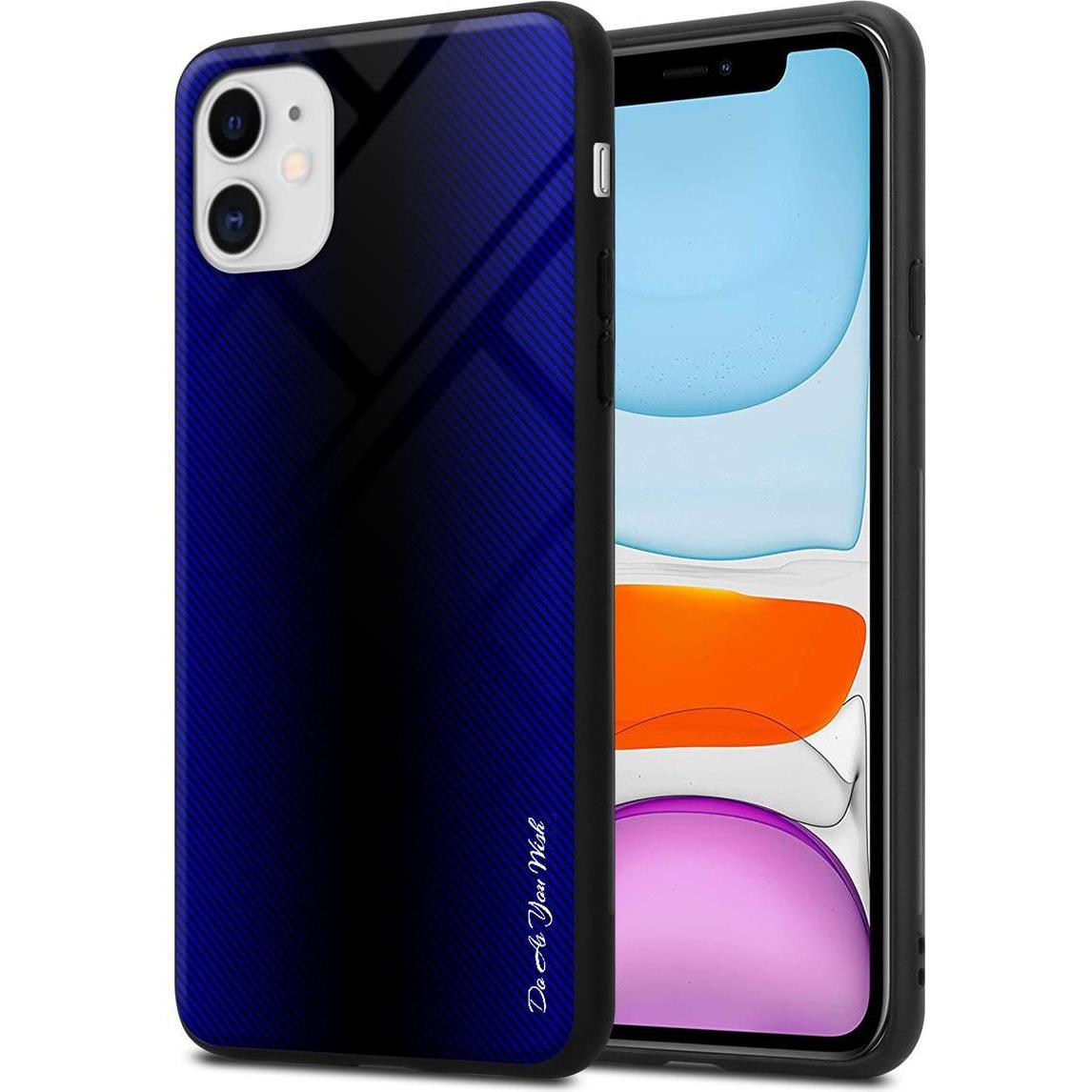 Cadorabo TPU Gestreiftes Glas Cover (Apple iPhone 11), Smartphone Hülle, Violett