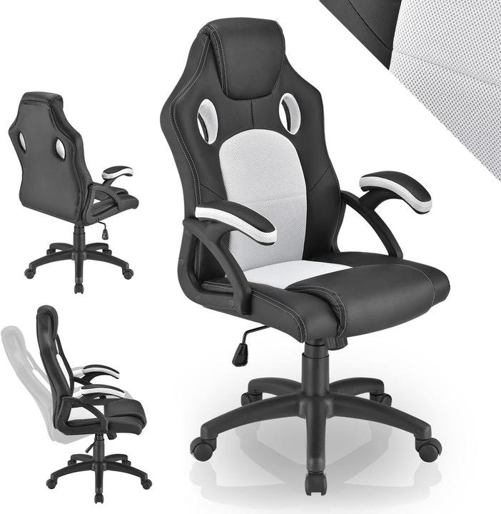 Image du produit Juskys Racing Schreibtischstuhl Montreal - Weiss