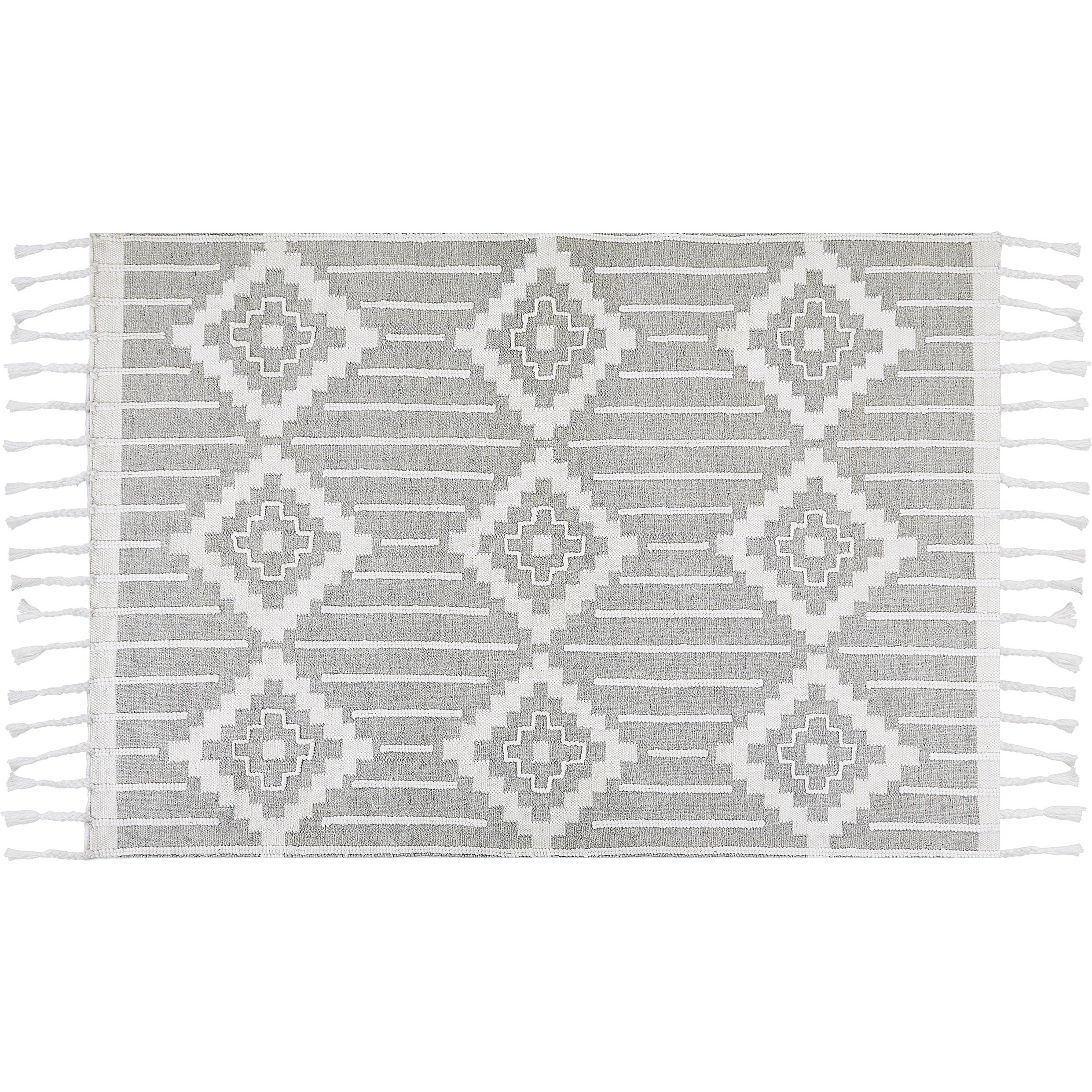 Beliani, Teppich, Outdoor Teppich grau / weiss 160 x 230 cm orientalisches Muster Kurzflor TABIAT (160 x 230 cm)